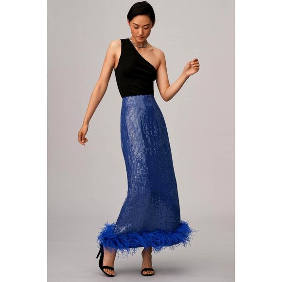 NWT Anthropologie Let Me Be Sequined Feather Skirt - Small
